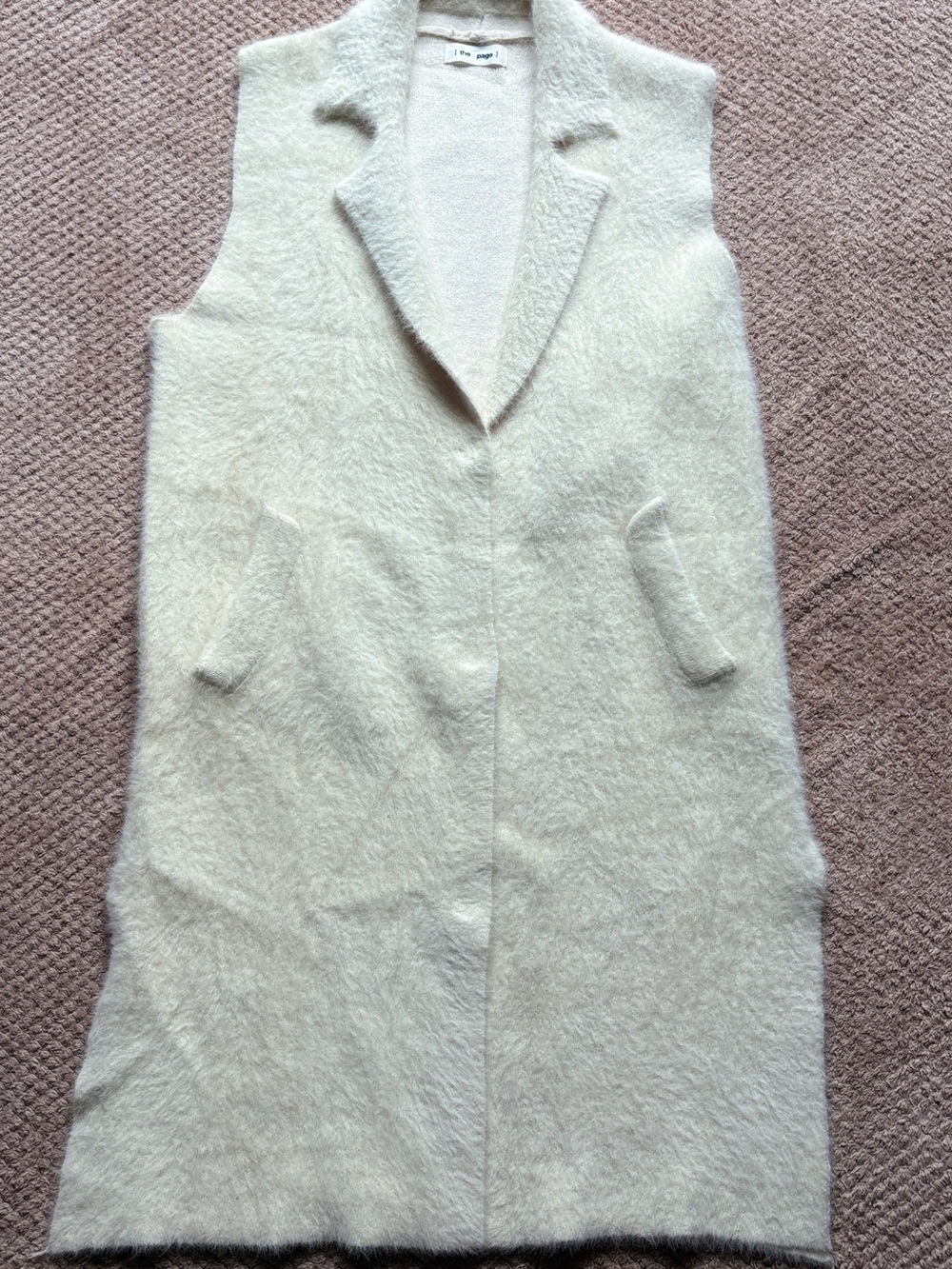 Korean Boutique [the:page] 70% Angora Wool Longline Knit Vest White - FREE Size